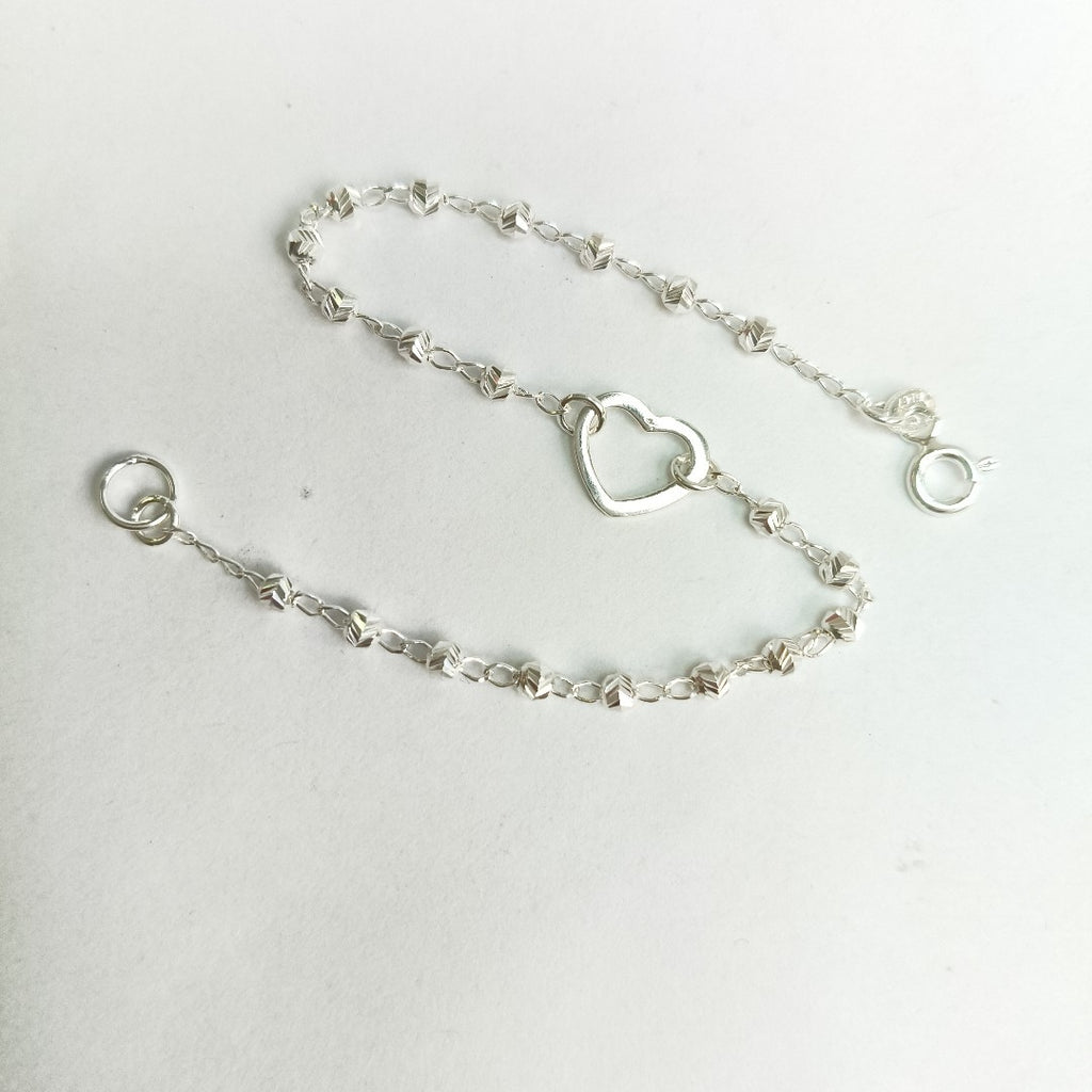 PULSERA TEJIDO CORAZON PLATA .925 18 CM 1.9 GR (NUEVO)