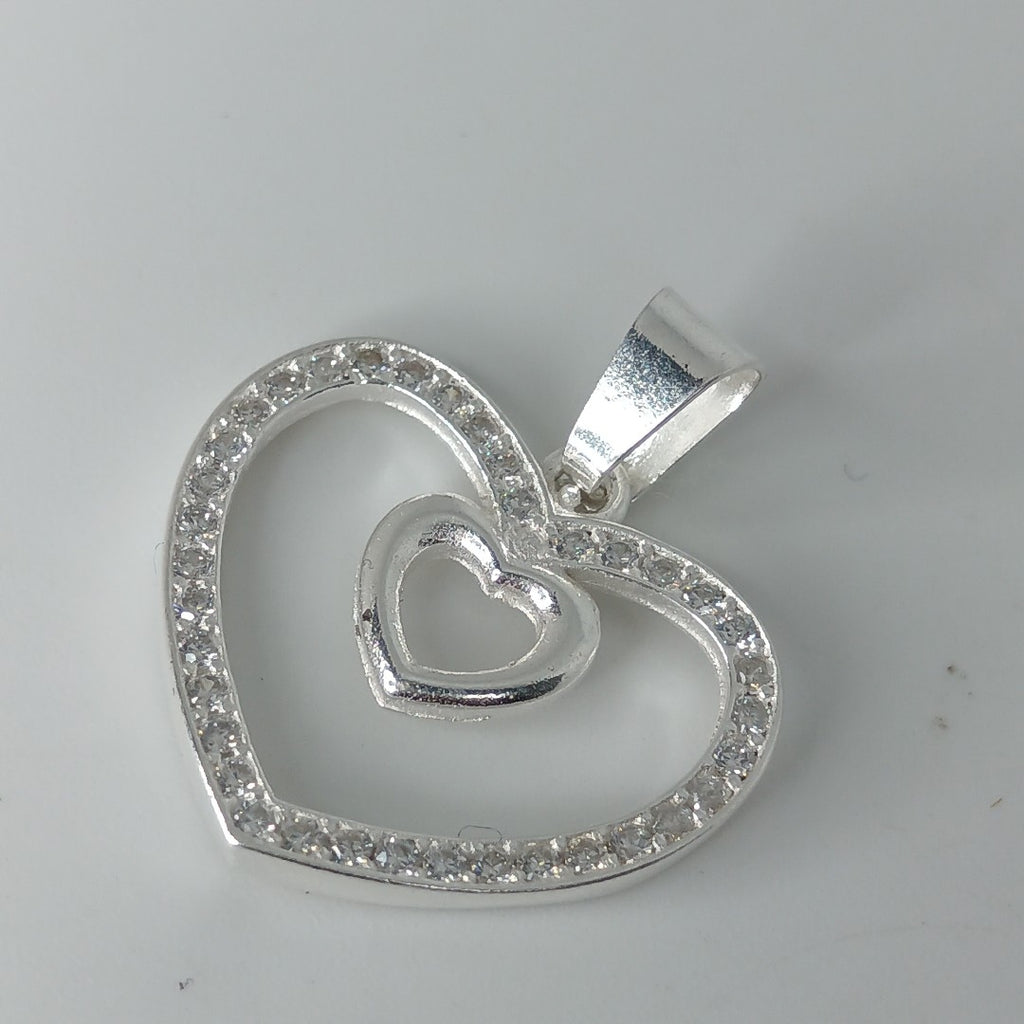DIJE CORAZON C/CIRCONIAS PLATA .925 2.7 GR (NUEVO)