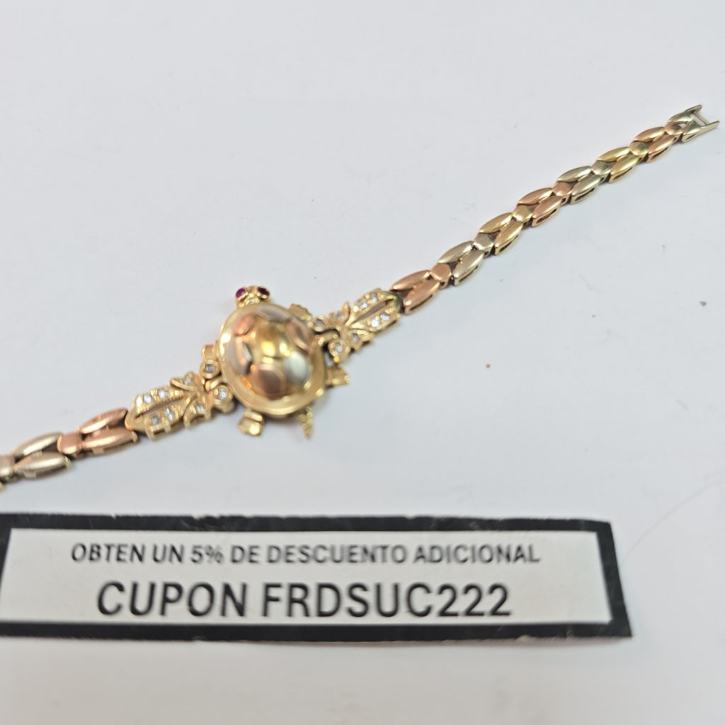 K1 13,00 GRMS 14 K ESPECIFICACIONES COMPLEMENTARIAS PULSERA TONOS CON TORTUGA (SEMINUEVO)