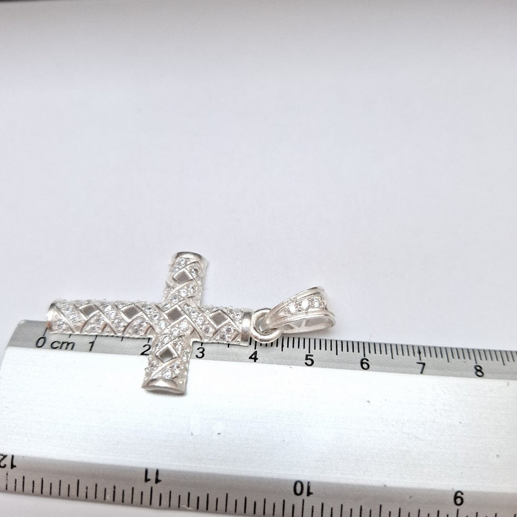 DIJE CRUZ C/CIRCONIAS PLATA .925 7.7 GR (NUEVO)
