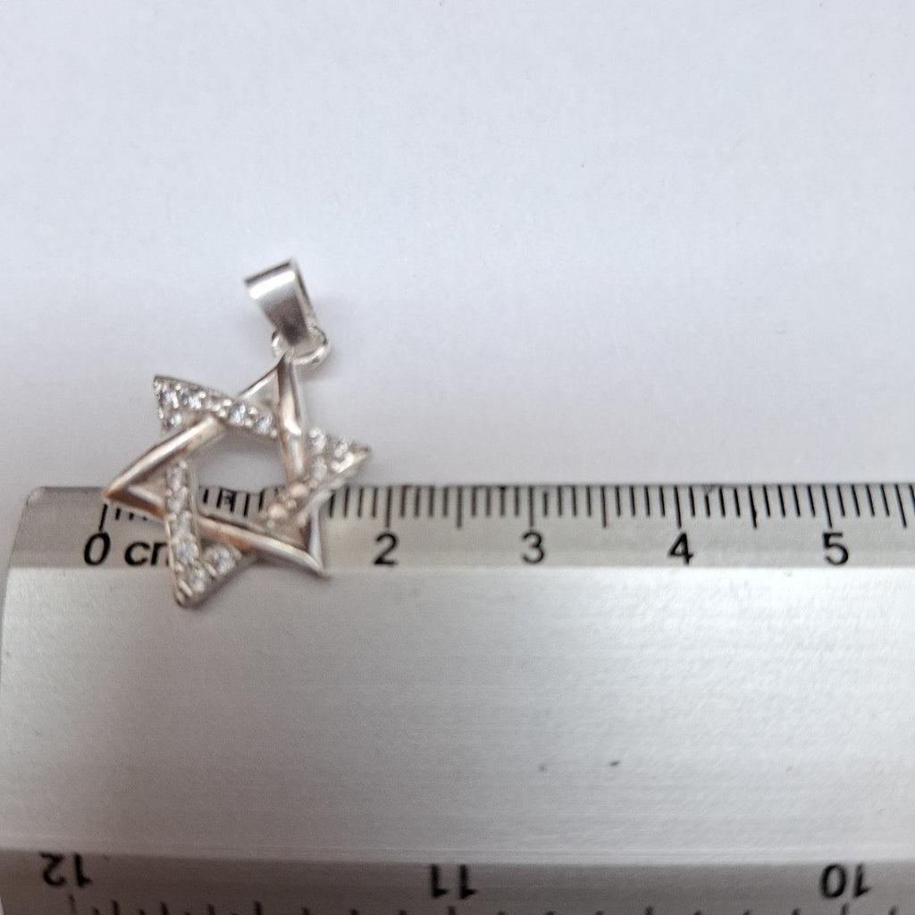 DIJE ESTRELLA DE DAVID C/CIRCONIAS PLATA .925 2.7 GR (NUEVO)