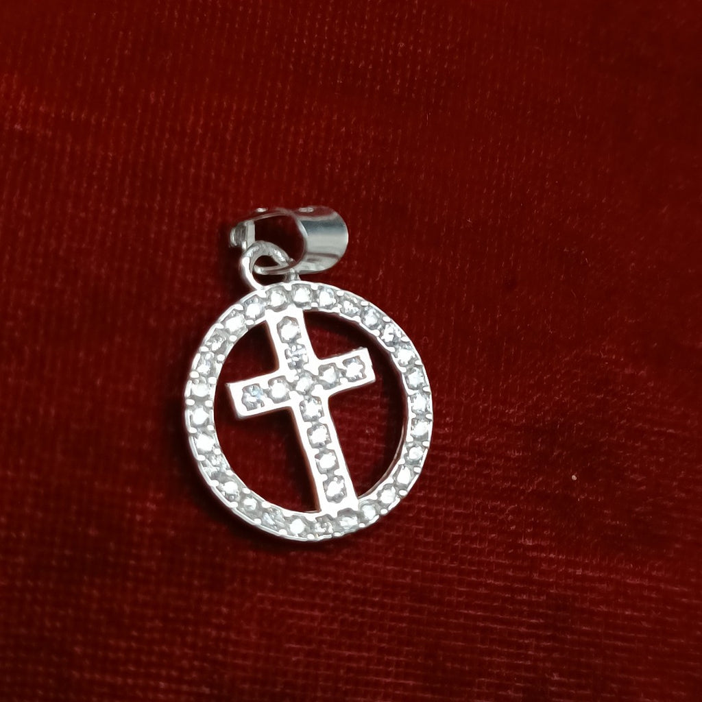 DIJE CRUZ C/CIRCONIAS PLATA .925 2.5 GR (NUEVO)