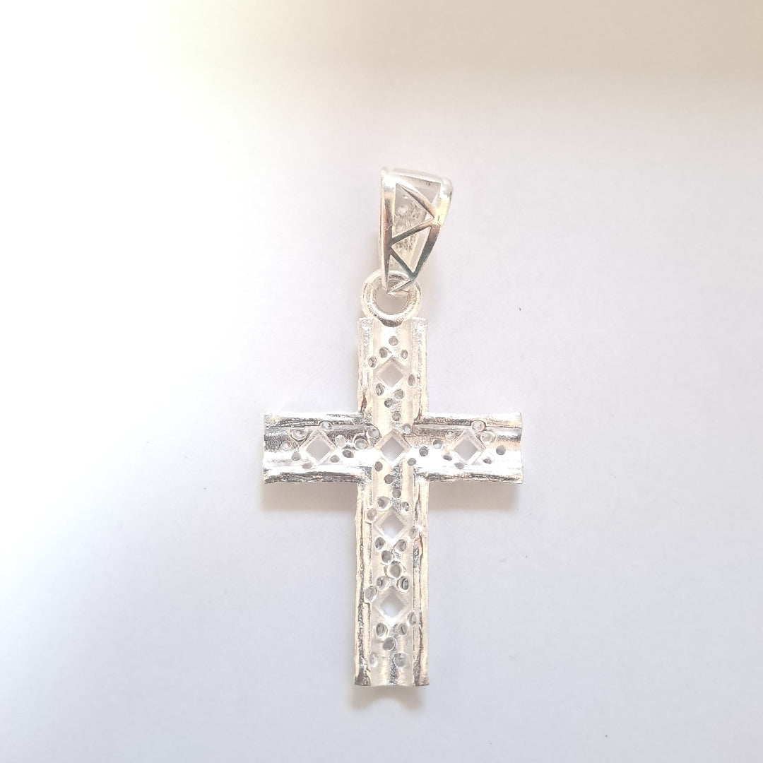 DIJE CRUZ C/CIRCONIAS PLATA .925 8 GR (NUEVO)