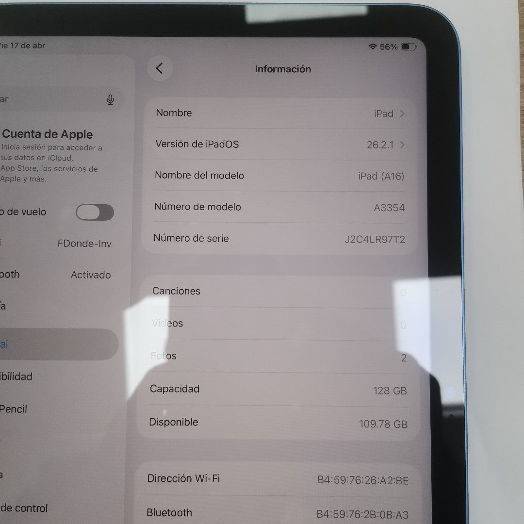TABLETA APPLE IPAD A16 A3354 (2025) 128 GB 6 GB RAM (SEMINUEVO)