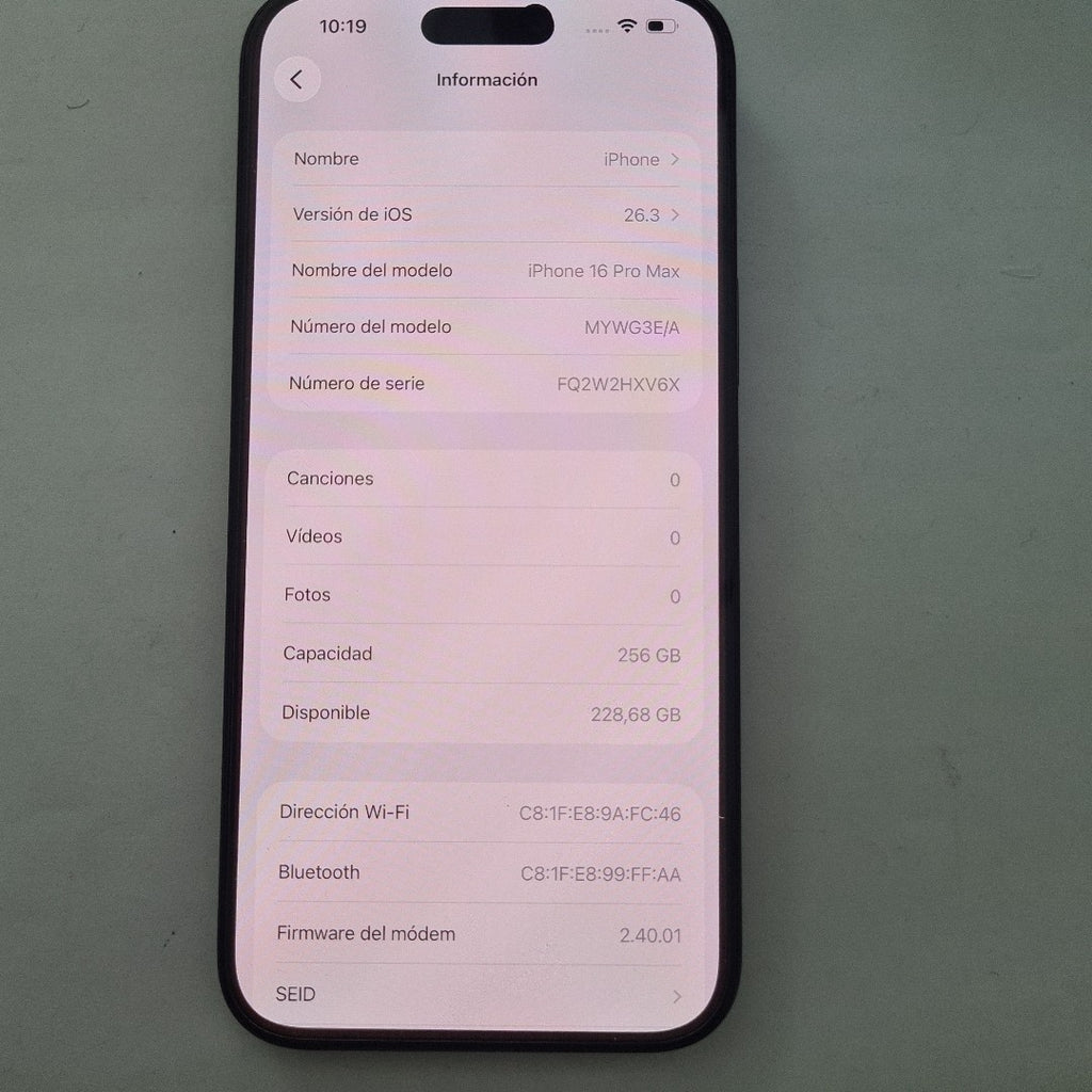 CELULAR APPLE IPHONE 16 PRO MAX A3295 (2024) 256 GB 8 GB RAM (SEMINUEVO)