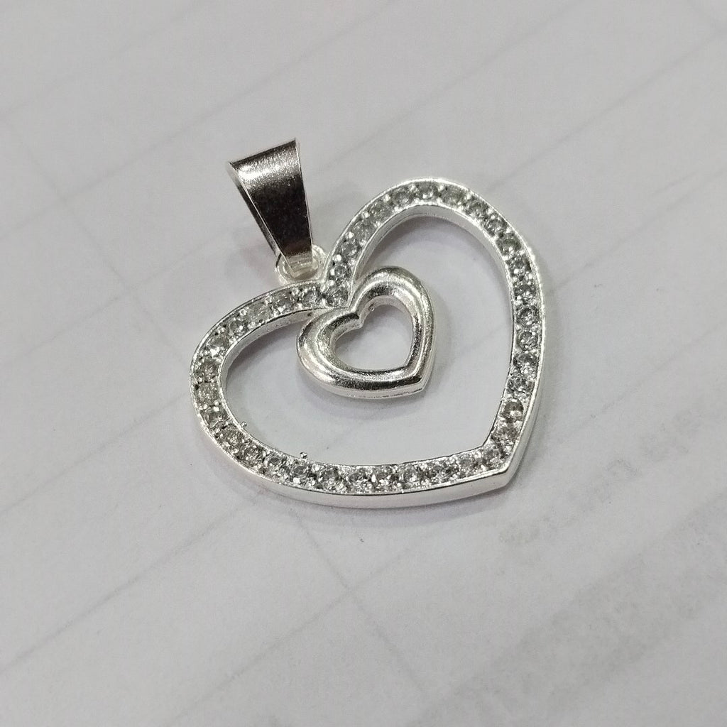 DIJE CORAZON C/CIRCONIAS PLATA .925 2.7 GR (NUEVO)