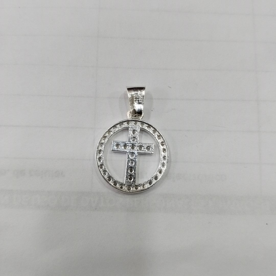 DIJE CRUZ C/CIRCONIAS PLATA .925 2.5 GR (NUEVO)