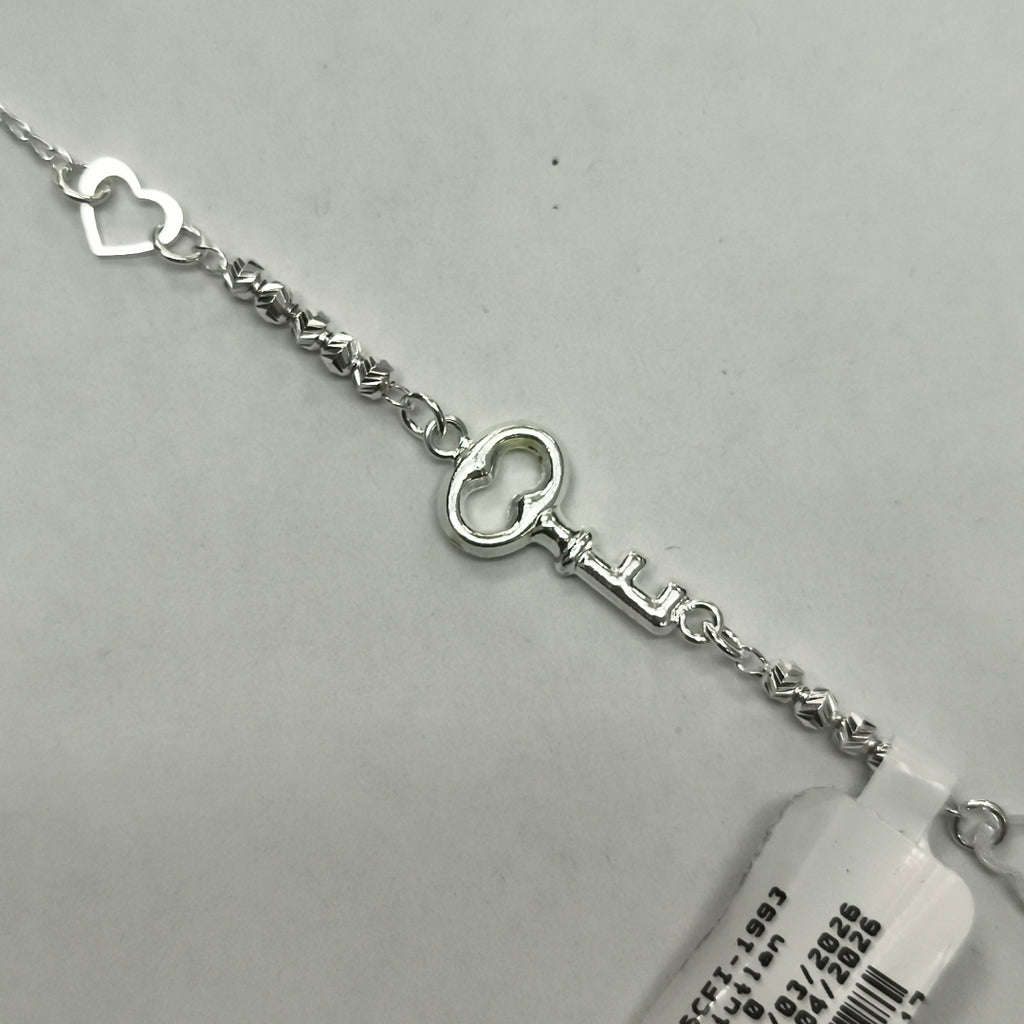 PULSERA TEJIDO LLAVE PLATA .925 18 CM 2.4 GR (NUEVO)