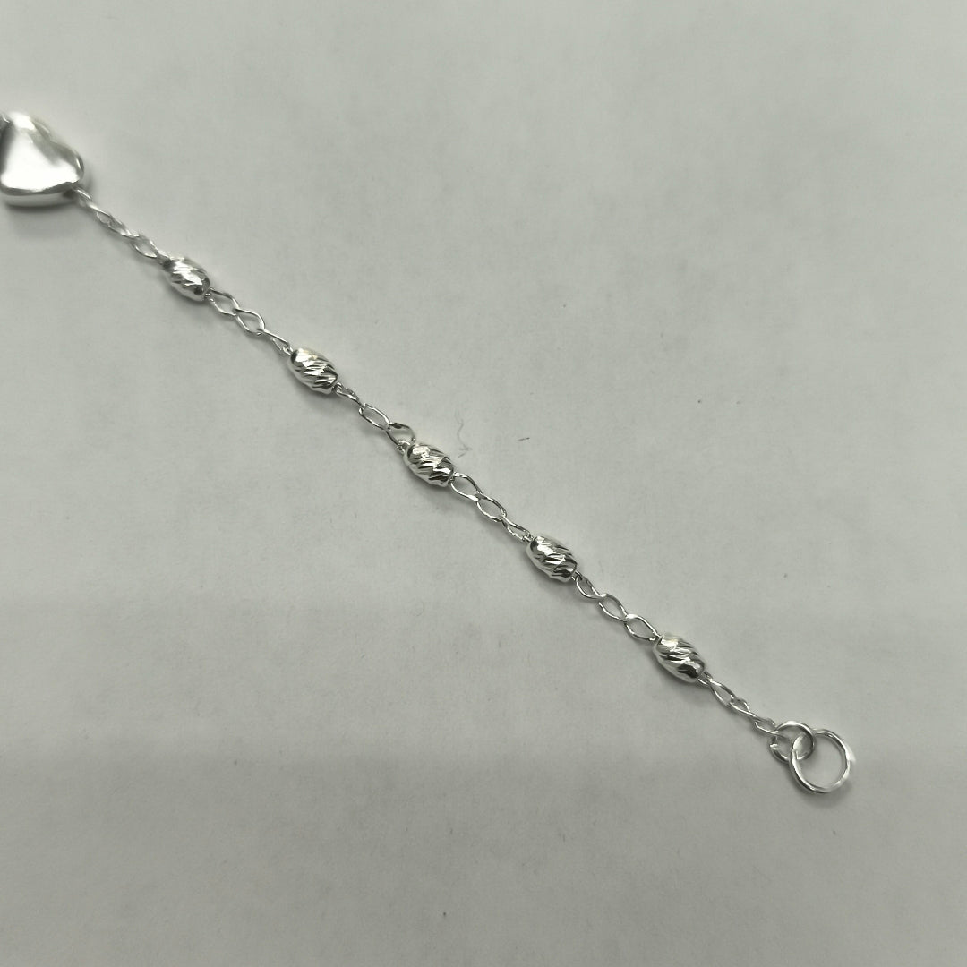 PULSERA TEJIDO CORAZON PLATA .925 18 CM 3.3 GR (NUEVO)