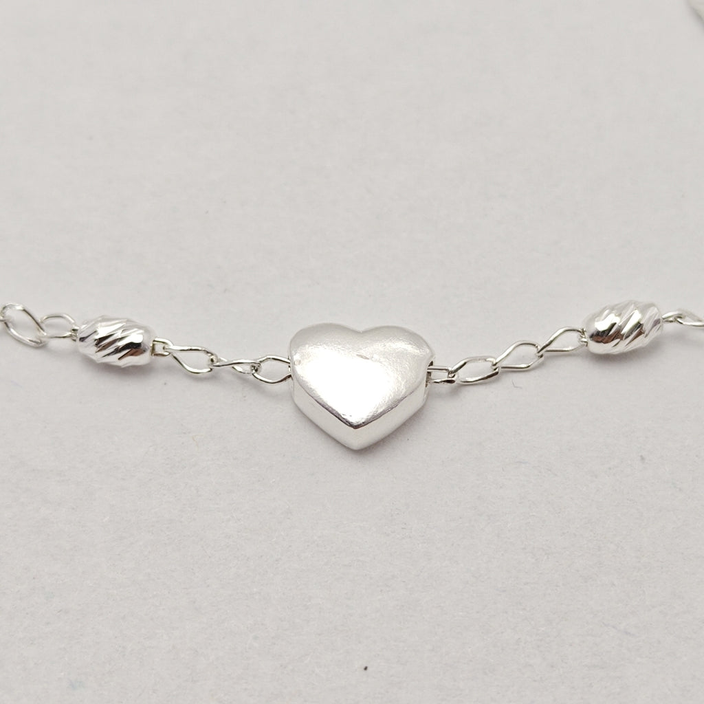 PULSERA TEJIDO CORAZON PLATA .925 18 CM 3.3 GR (NUEVO)