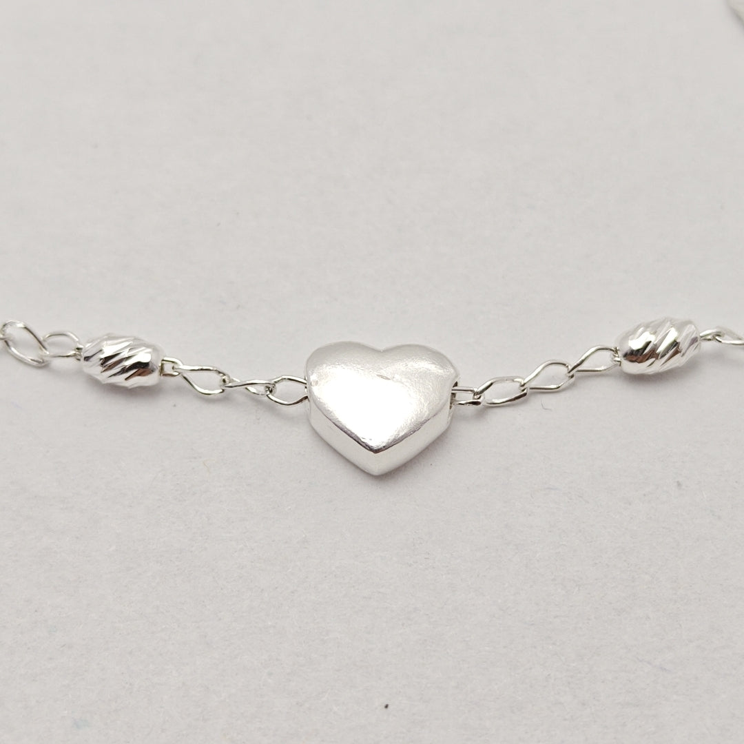 PULSERA TEJIDO CORAZON PLATA .925 18 CM 3.3 GR (NUEVO)