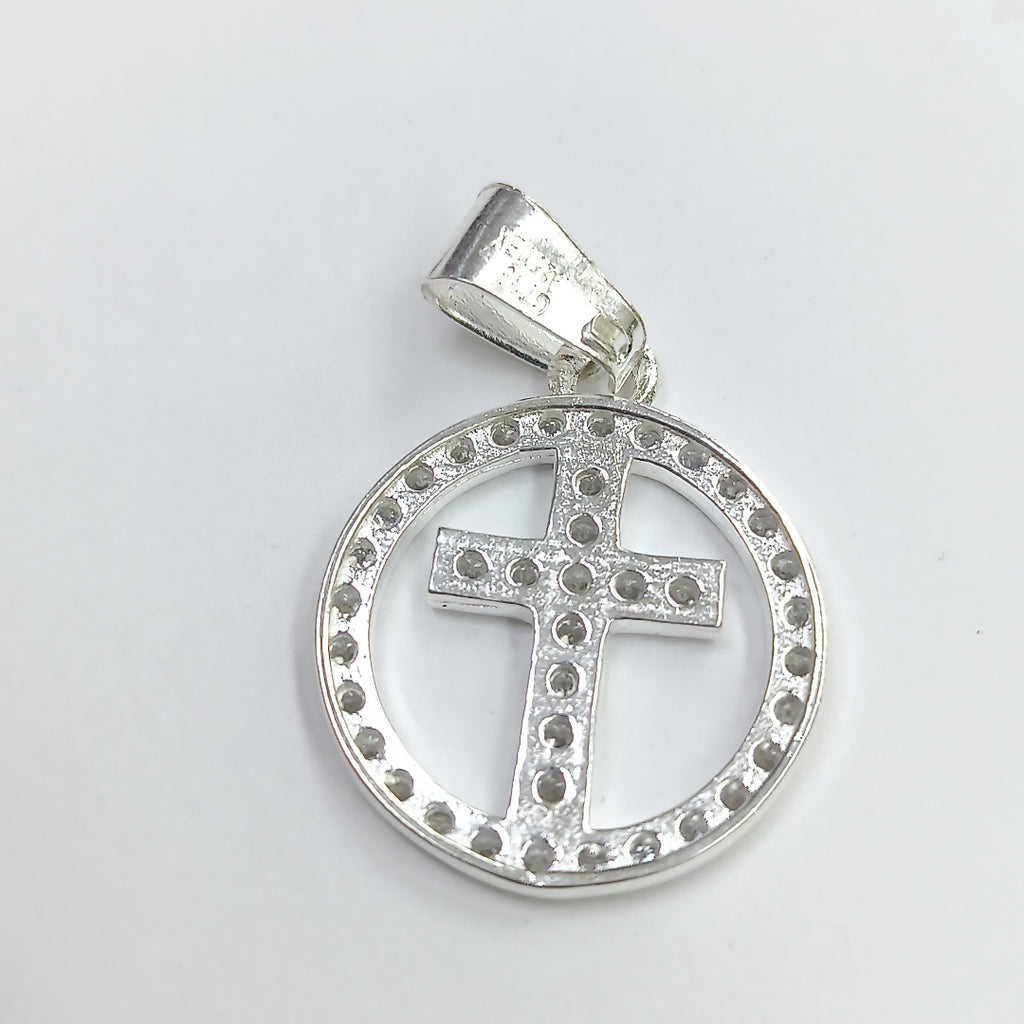 DIJE CRUZ C/CIRCONIAS PLATA .925 2.5 GR (NUEVO)