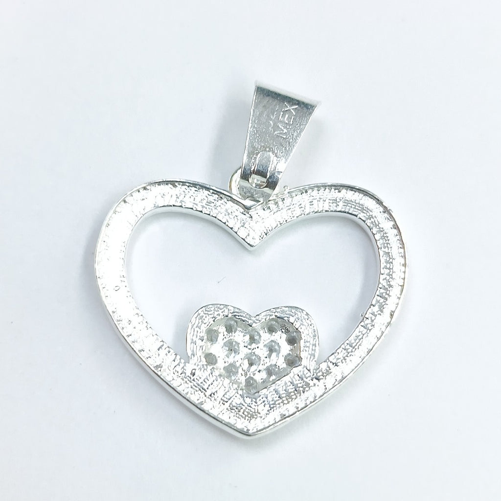 DIJE CORAZON C/CIRCONIAS PLATA .925 2.5 GR (NUEVO)