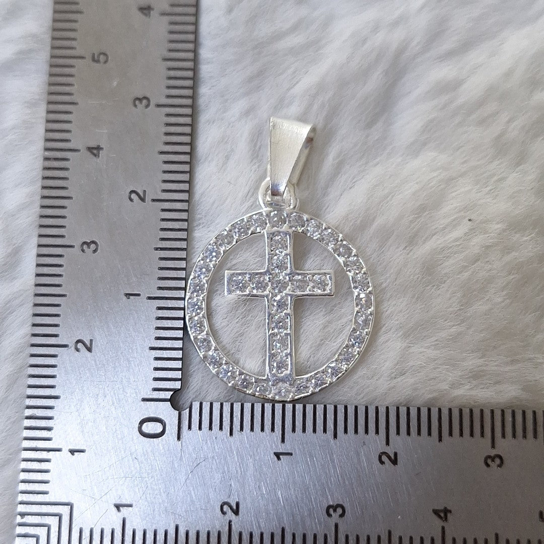 DIJE CRUZ C/CIRCONIAS PLATA .925 2.4 GR (NUEVO)