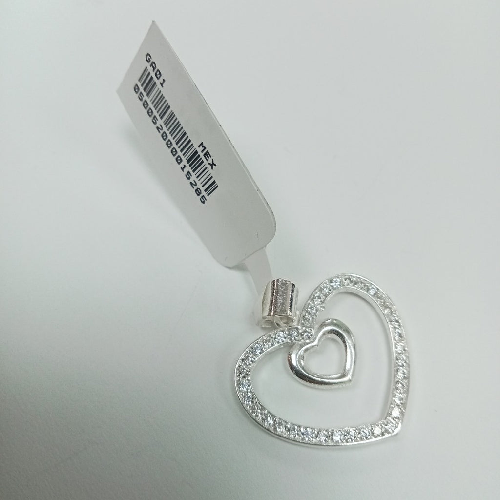 DIJE CORAZON C/CIRCONIAS PLATA .925 2.7 GR (NUEVO)