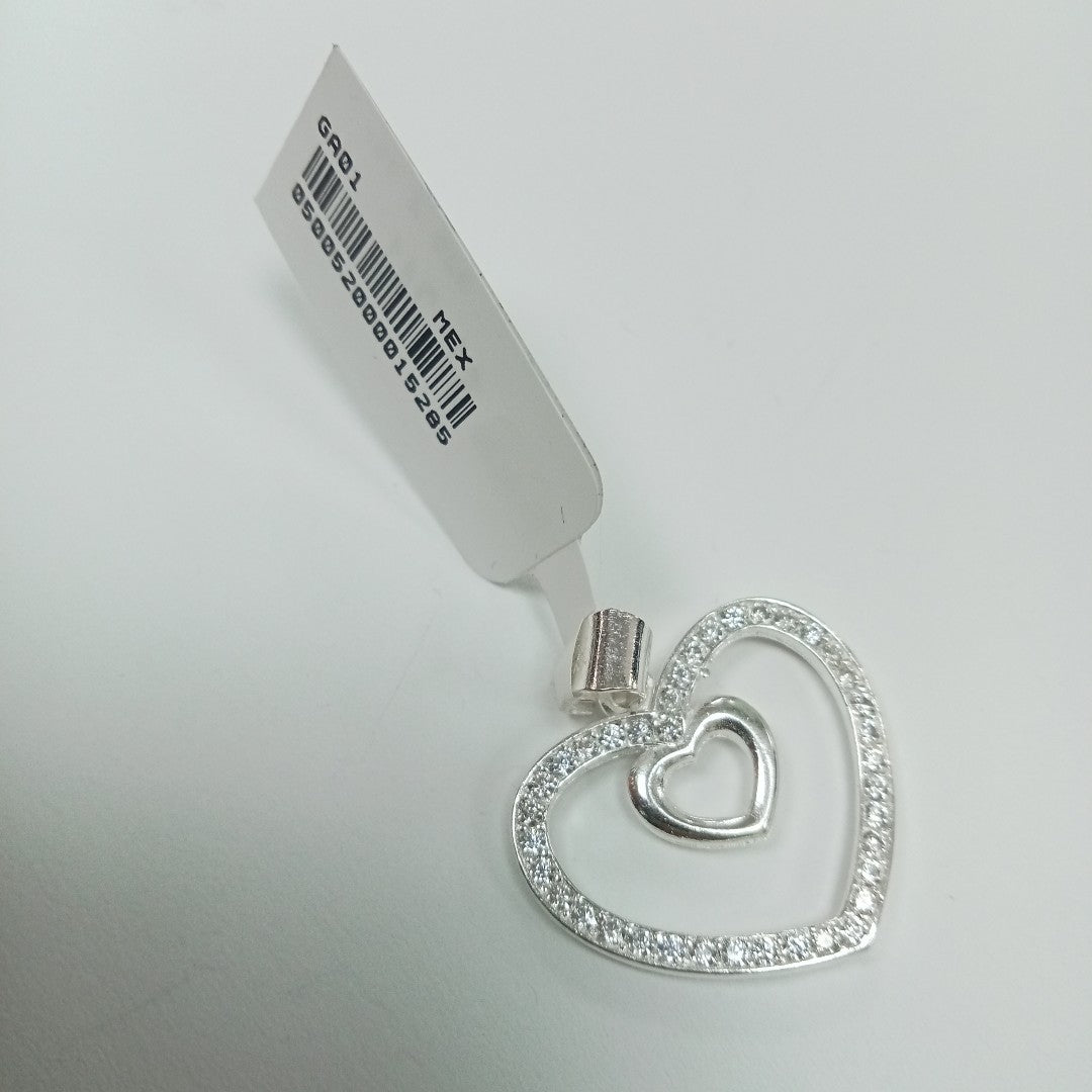 DIJE CORAZON C/CIRCONIAS PLATA .925 2.7 GR (NUEVO)