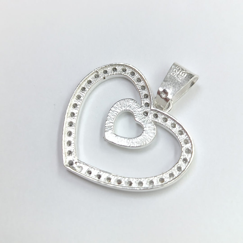 DIJE CORAZON C/CIRCONIAS PLATA .925 2.7 GR (NUEVO)