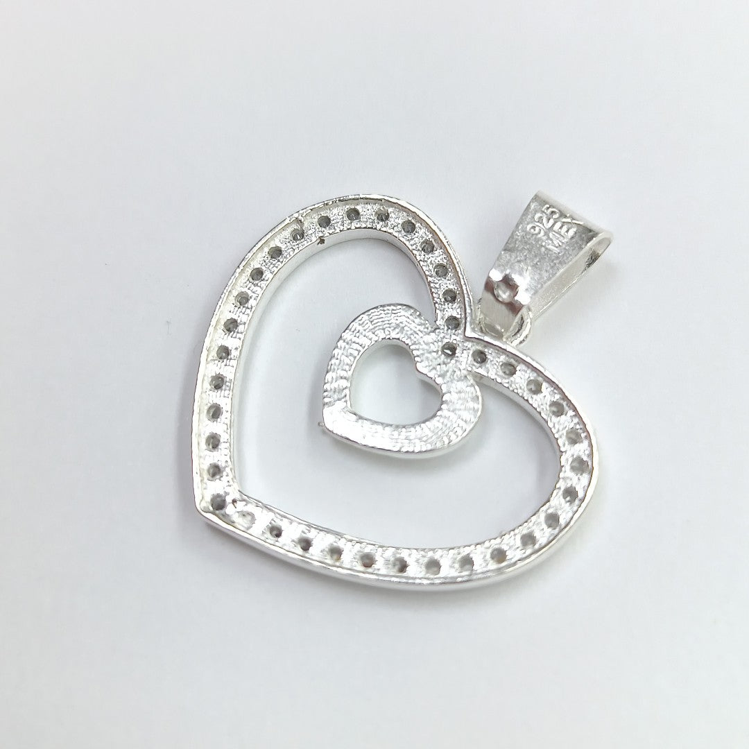 DIJE CORAZON C/CIRCONIAS PLATA .925 2.7 GR (NUEVO)
