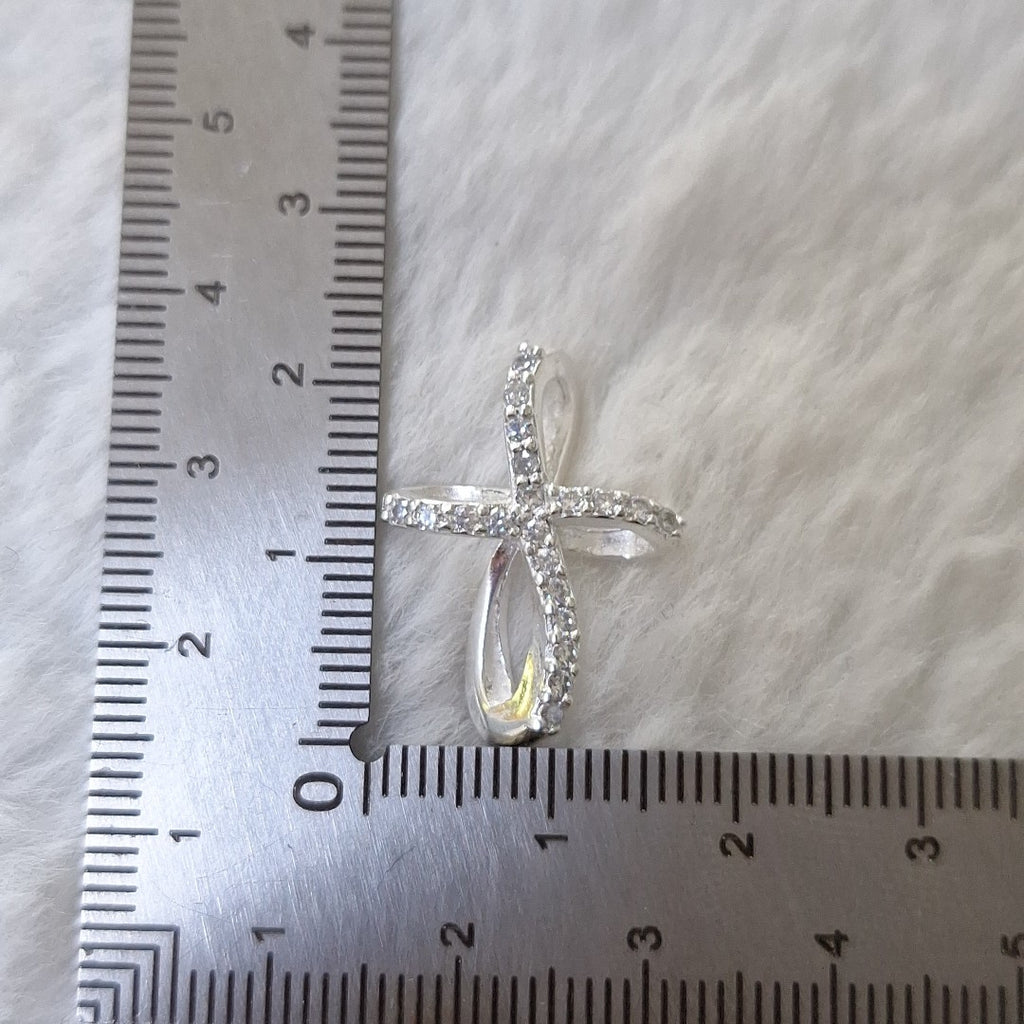 DIJE CRUZ C/CIRCONIAS PLATA .925 1.8 GR (NUEVO)