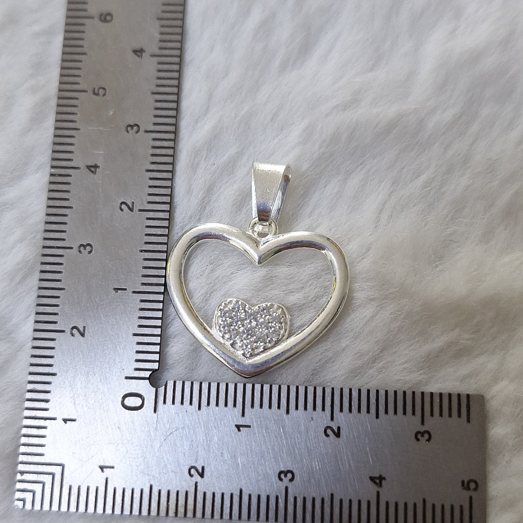 DIJE CORAZON C/CIRCONIAS PLATA .925 2.5 GR (NUEVO)