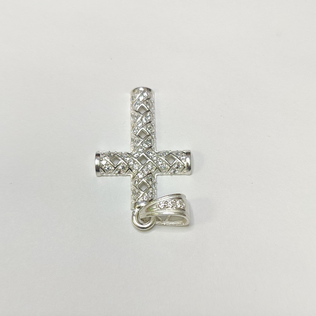 DIJE CRUZ C/CIRCONIAS PLATA .925 7.8 GR (NUEVO)