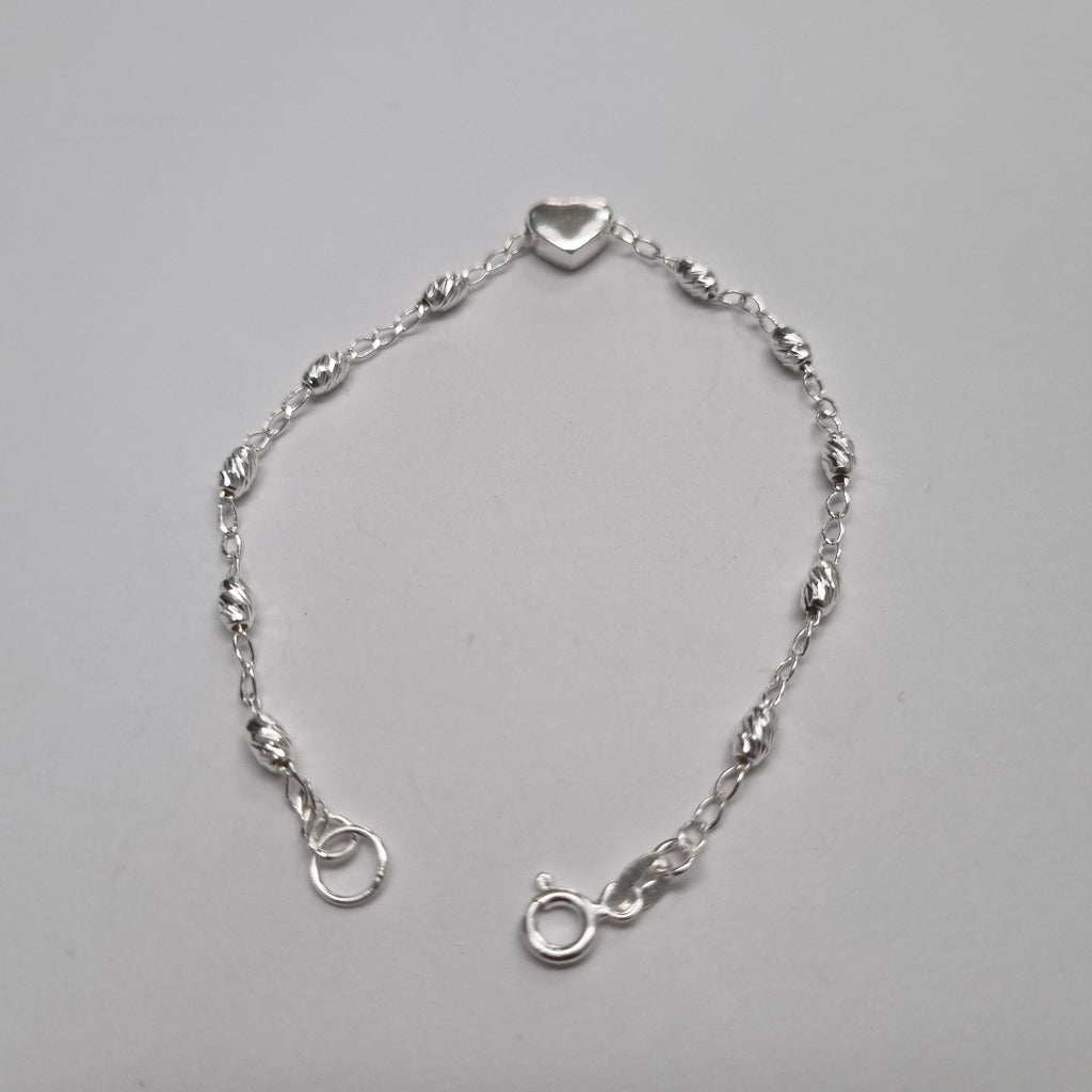 PULSERA TEJIDO CORAZON PLATA .925 18 CM 3.3 GR (NUEVO)