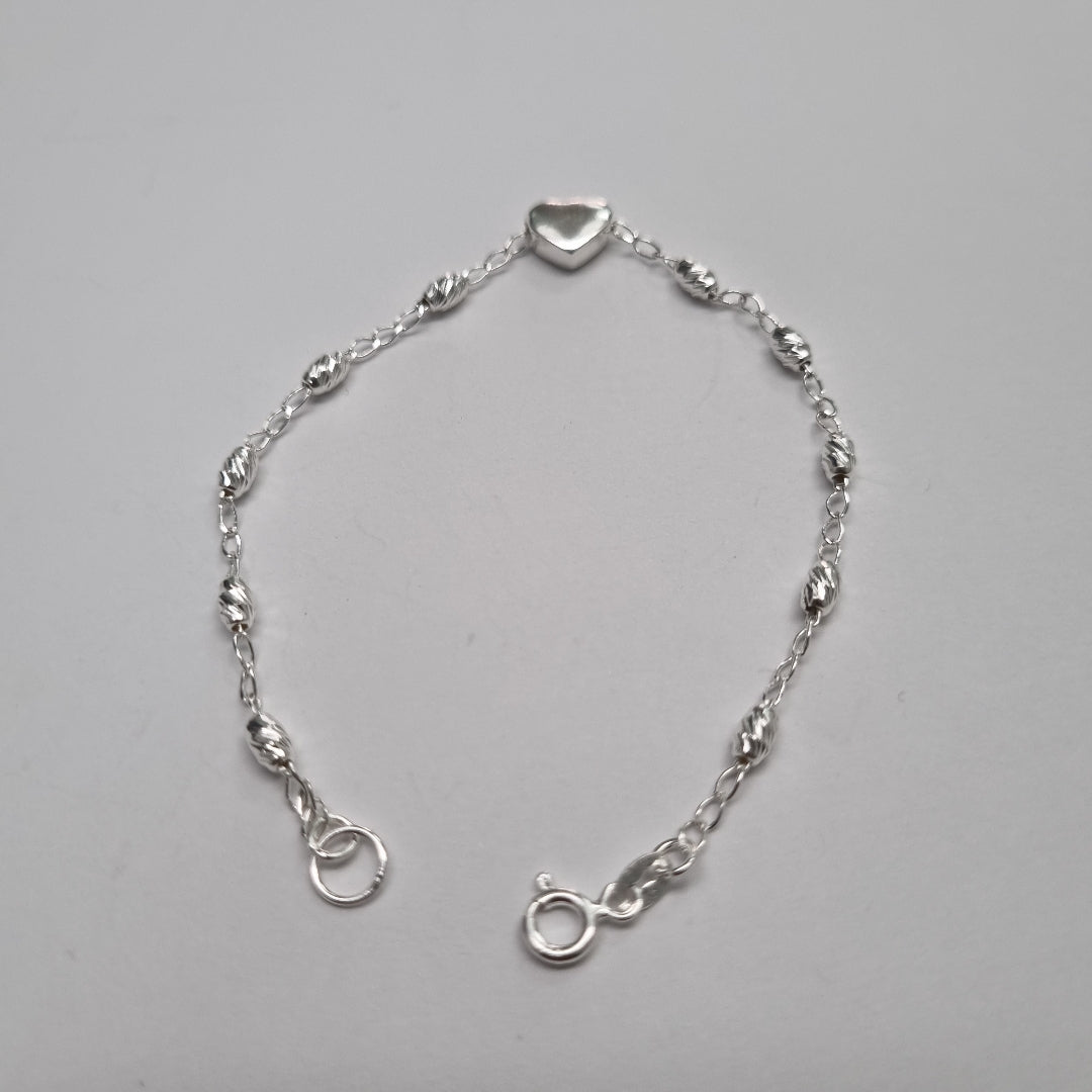PULSERA TEJIDO CORAZON PLATA .925 18 CM 3.3 GR (NUEVO)