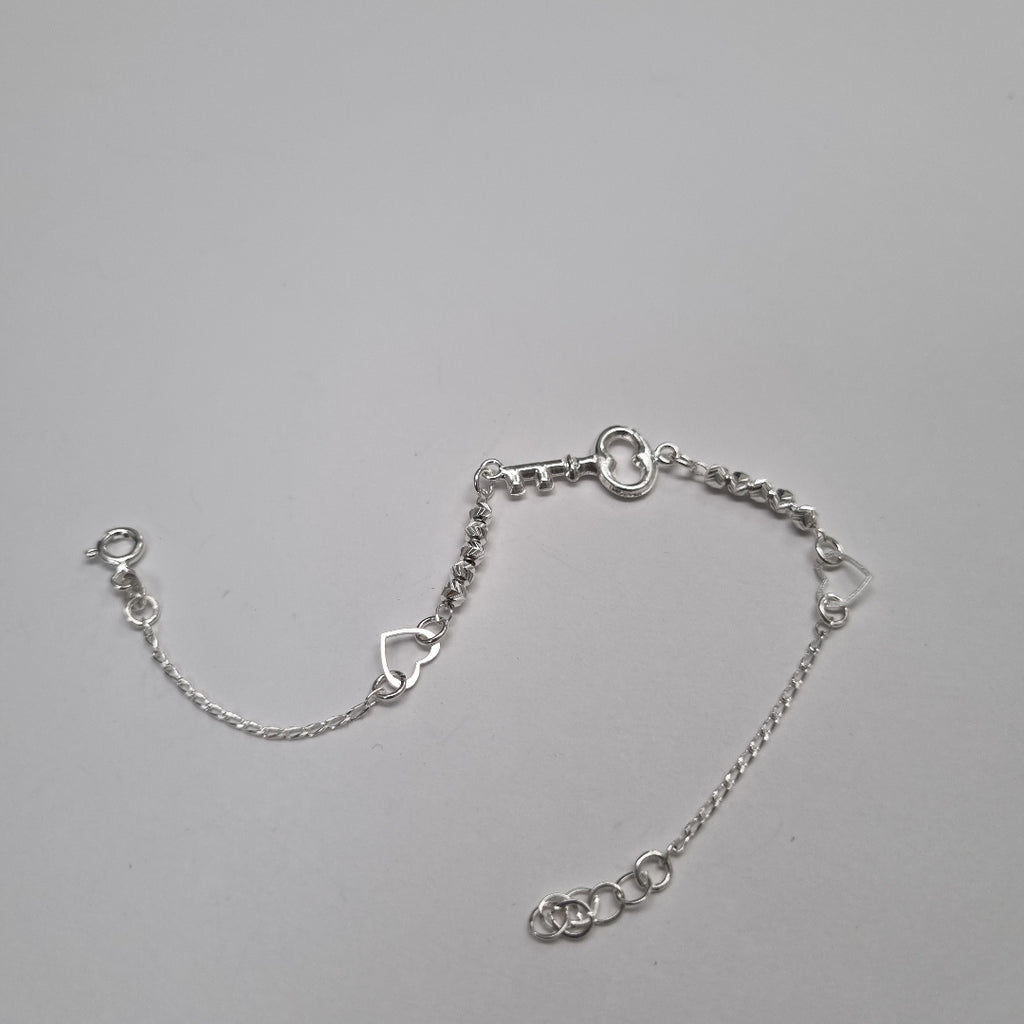PULSERA TEJIDO LLAVE PLATA .925 18 CM 2.3 GR (NUEVO)