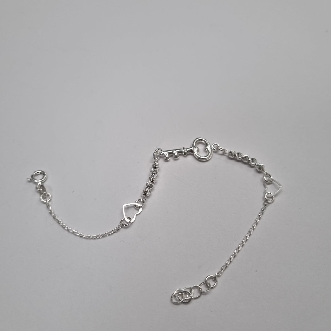 PULSERA TEJIDO LLAVE PLATA .925 18 CM 2.3 GR (NUEVO)