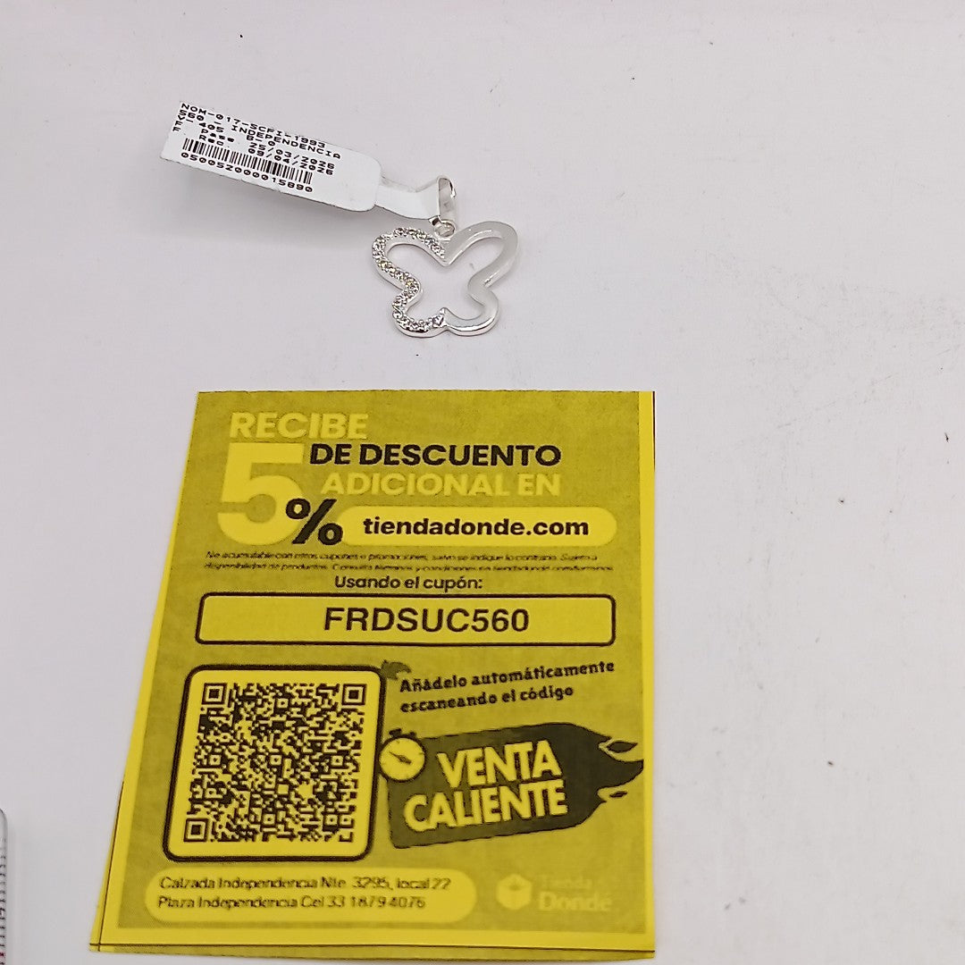 DIJE MARIPOSA C/CIRCONIAS PLATA .925 2.3 GR (NUEVO)