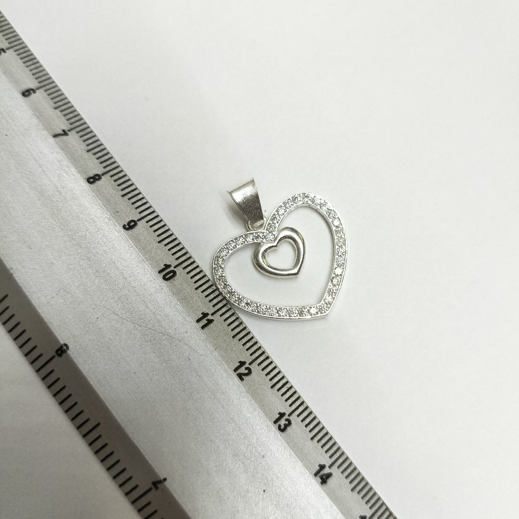 DIJE CORAZON C/CIRCONIAS PLATA .925 2.7 GR (NUEVO)