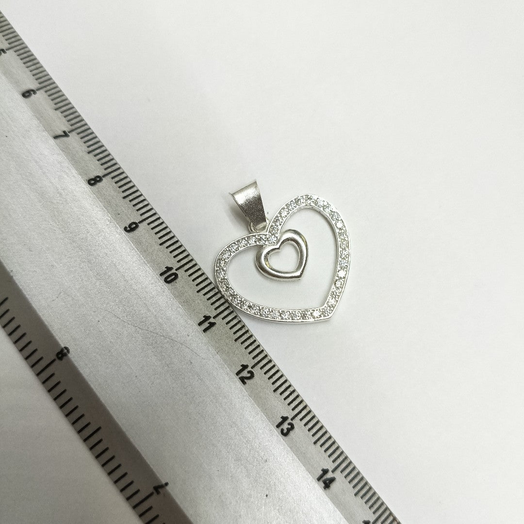 DIJE CORAZON C/CIRCONIAS PLATA .925 2.7 GR (NUEVO)