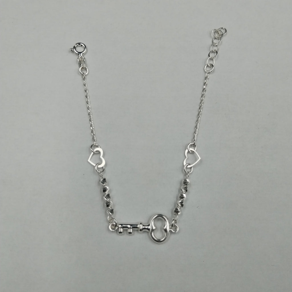 PULSERA TEJIDO LLAVE PLATA .925 18 CM 2.3 GR (NUEVO)