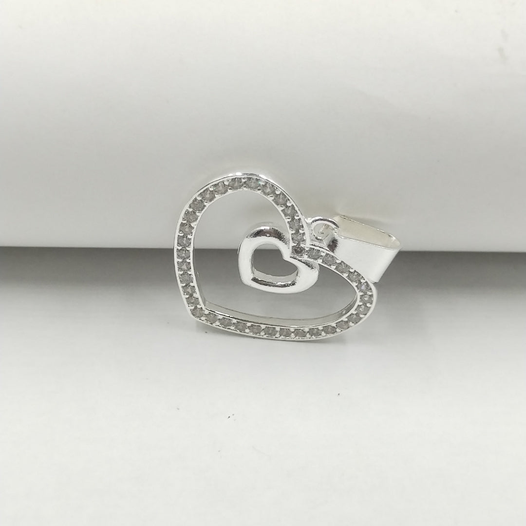 DIJE CORAZON C/CIRCONIAS PLATA .925 2.7 GR (NUEVO)