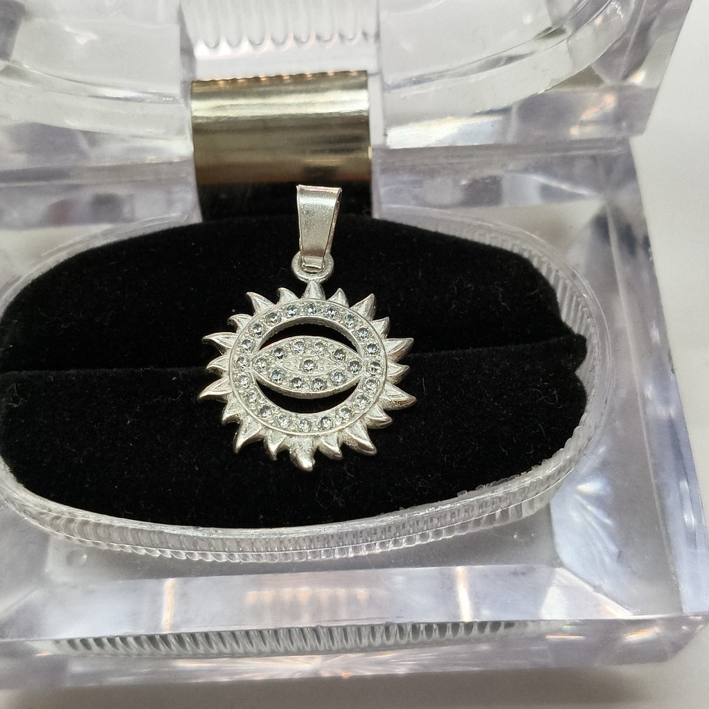 DIJE OJO MAGICO CON CIRCONIAS PLATA .925 2 GR (NUEVO)