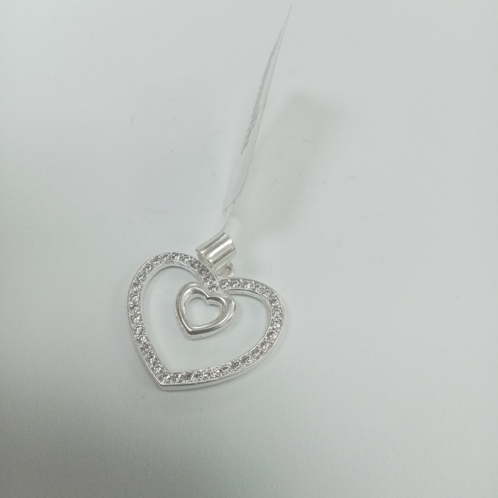 DIJE CORAZON C/CIRCONIAS PLATA .925 2.7 GR (NUEVO)