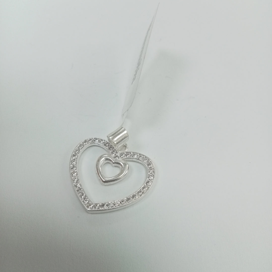 DIJE CORAZON C/CIRCONIAS PLATA .925 2.7 GR (NUEVO)