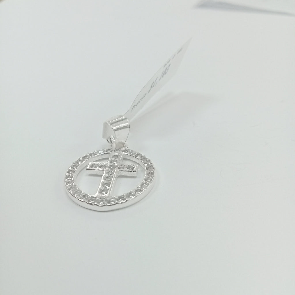DIJE CRUZ C/CIRCONIAS PLATA .925 2.4 GR (NUEVO)