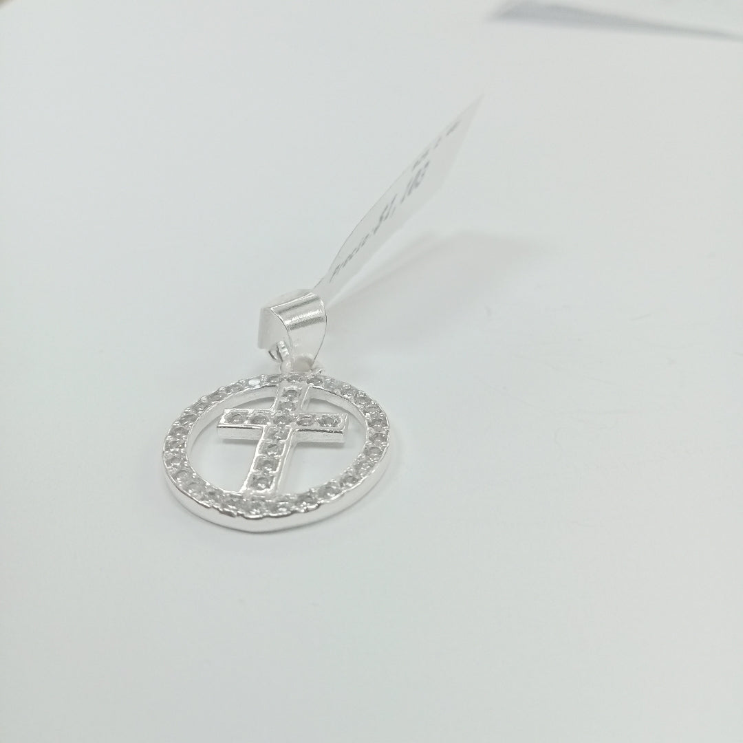 DIJE CRUZ C/CIRCONIAS PLATA .925 2.4 GR (NUEVO)