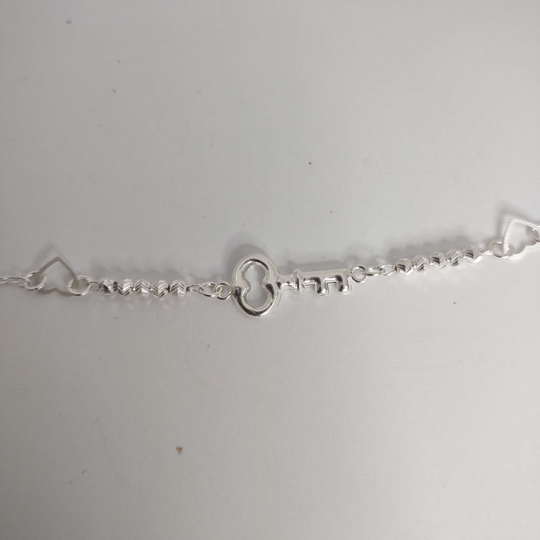 PULSERA TEJIDO LLAVE PLATA .925 18 CM 2.3 GR (NUEVO)
