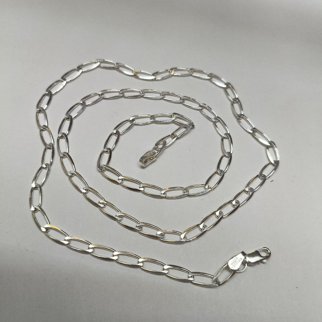 CADENA TEJIDO ESLABONES PLATA .925 60 CM 10.7 GR (NUEVO)