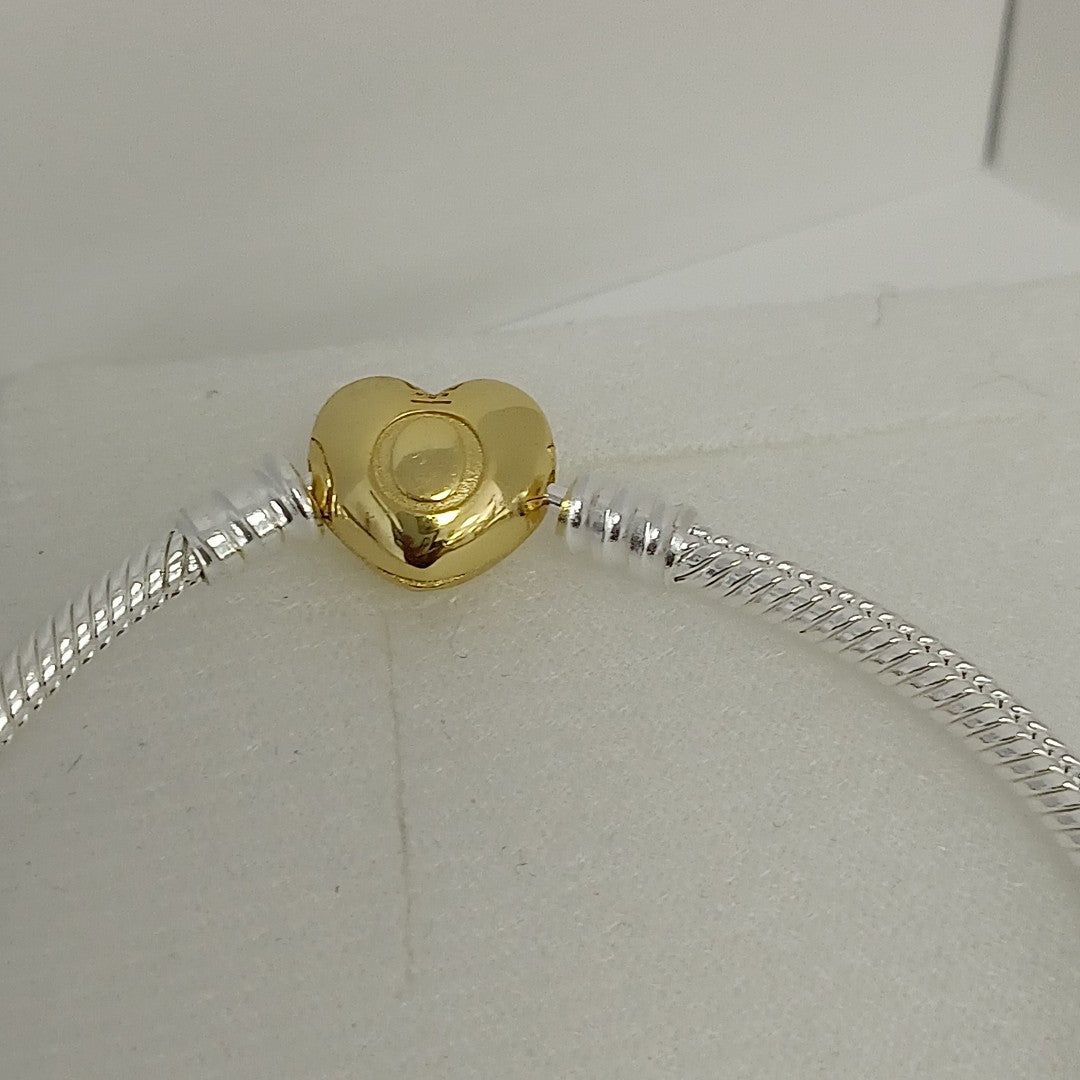 PULSERA TEJIDO ARTICULADA CON CHARMS PLATA .925 18 CM 20.8 GR (NUEVO)