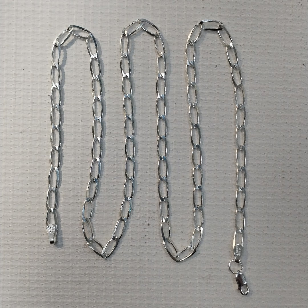 CADENA TEJIDO ESLABONES PLATA .925 60 CM 10.6 GR (NUEVO)