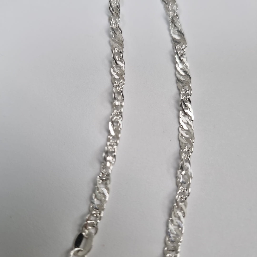 CADENA TEJIDO MEDIO TORZAL PLATA .925 55 CM 5.4 GR (NUEVO)