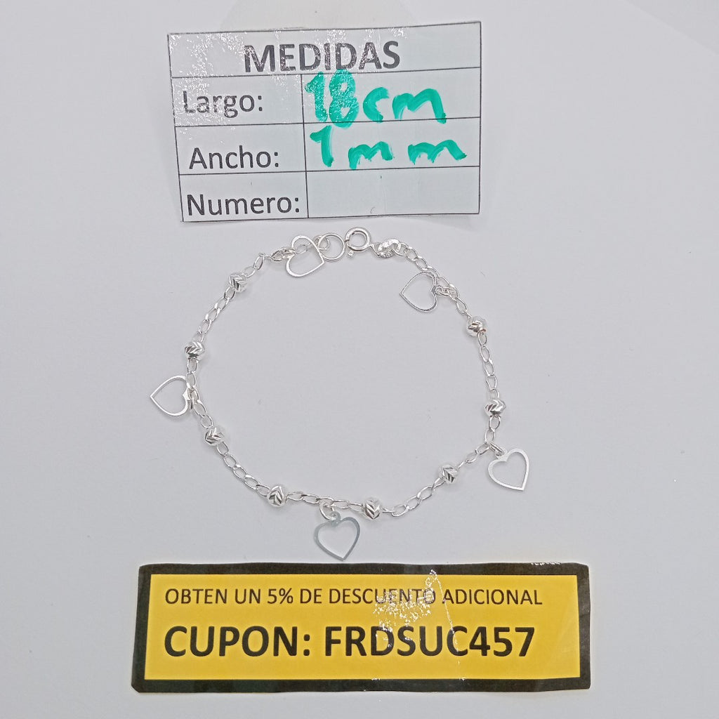 PULSERA TEJIDO ESPECIAL PLATA .925 18 CM 2.6 GR (NUEVO)
