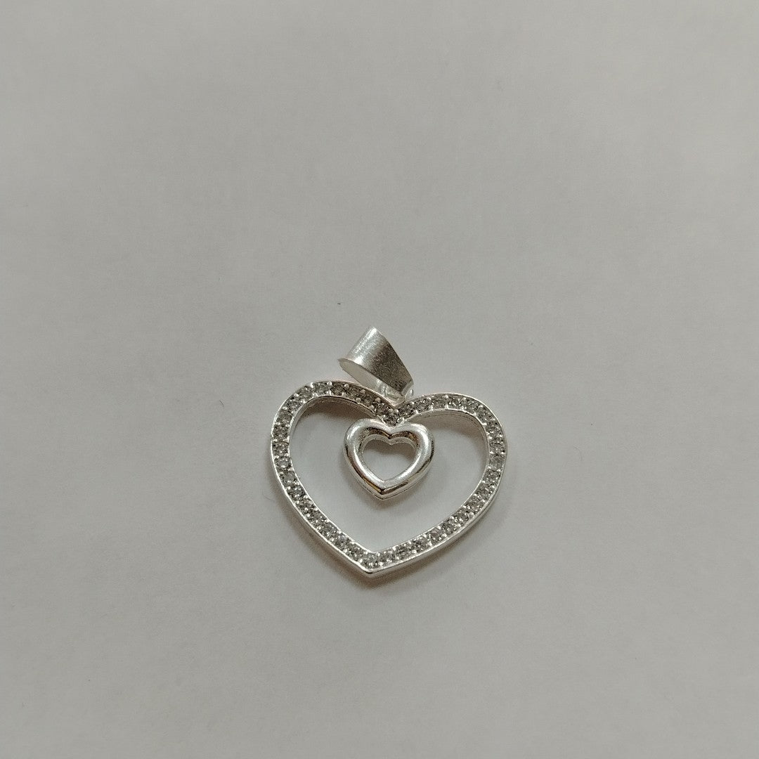 DIJE CORAZON C/CIRCONIAS PLATA .925 2.7 GR (NUEVO)