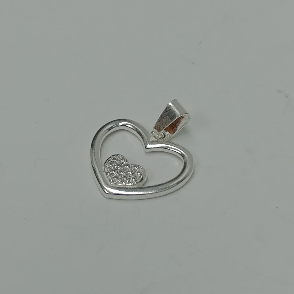 DIJE CORAZON C/CIRCONIAS PLATA .925 2.5 GR (NUEVO)