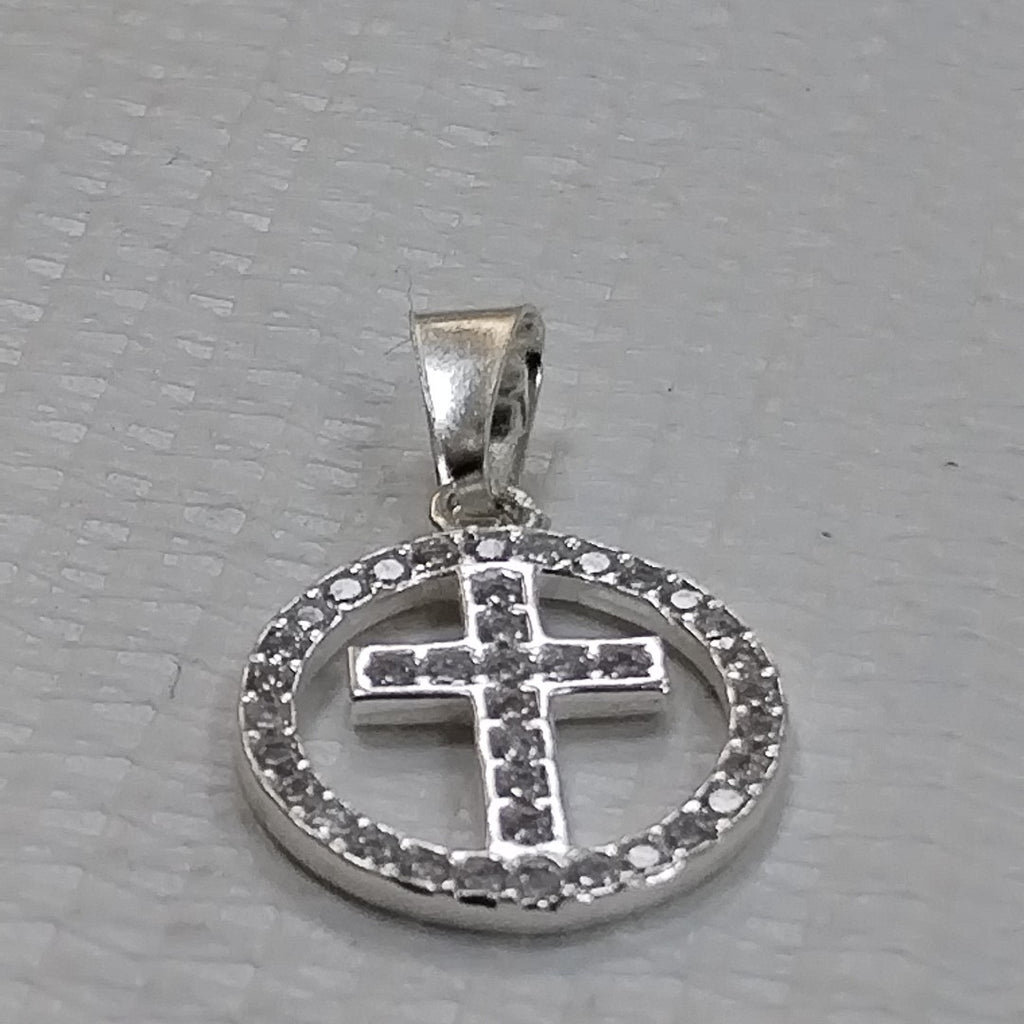 DIJE CRUZ C/CIRCONIAS PLATA .925 2.4 GR (NUEVO)