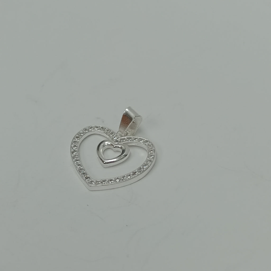 DIJE CORAZON C/CIRCONIAS PLATA .925 2.7 GR (NUEVO)