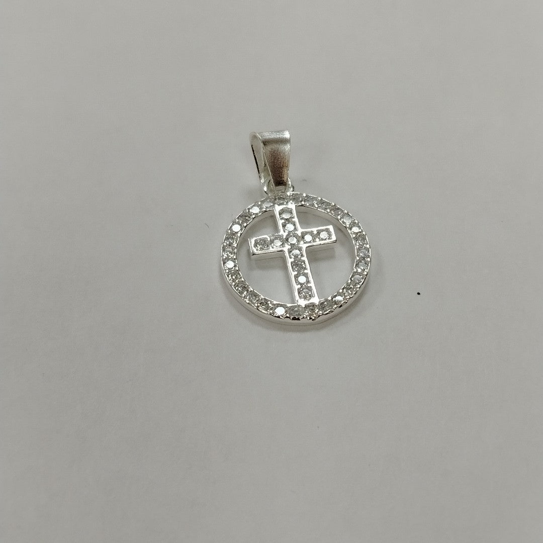 DIJE CRUZ C/CIRCONIAS PLATA .925 2.4 GR (NUEVO)